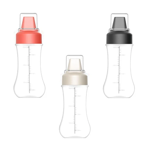 VOSAREA Set of 3 Transparent Sauce Squeeze Bottles with 5-Hole Spout 7.5 Inch Reusable Condiment Dispensers for Ketchup Mustard Salad Dressing