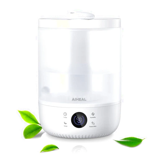 Aiheal Humidifiers for Bedroom Large Room, 4.5L Top Fill Cool Mist Ultrasonic Humidifier for Plants and Baby, Lasts 37 Hours, Timer, Auto Shut Off, Super Quiet, Sleep Mode, White
