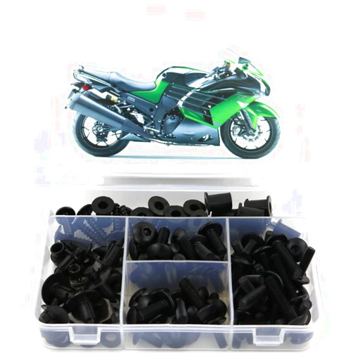 Xitomer Full Sets Fairing Bolts Kits, Fit for ZX-14R ZZR 1400 2012 2013 2014 2015 2016 2017 2018 2019-2024, Mounting Kits Washers/Nuts/Fastenings/Clips/Grommets (Matte Black)