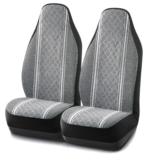 Road Comforts Baja Blanket Seat Covers Gray Diamond High Back Bucket Seat Covers - Jacquard Fabric, Airbag Compatible, Universal Fit for Cars, Trucks, SUVs, and Vans