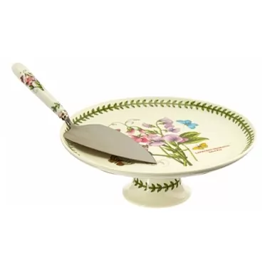 Portmeirion Botanic Garden Footed Cake Plate with Server, 10