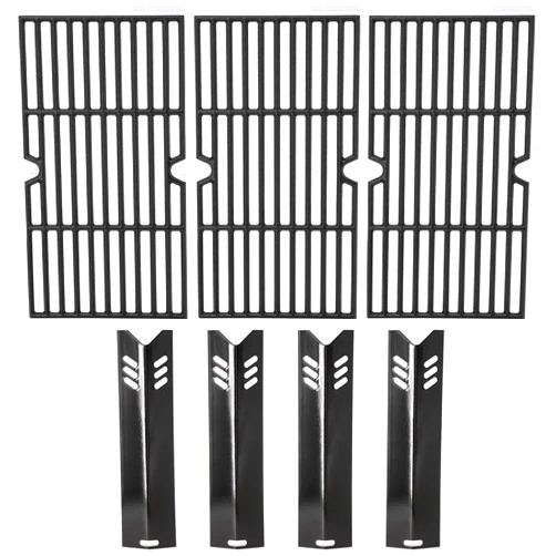 Hipoilk Grill Replacement Parts for Dyna Glo DGF493BNP, DGB494SPB, Backyard BY13-101-001-12, Uniflame GBC1343WP-U, Heat Plates Tents and Cast Iron Grill Grates Replacement for Dyna-Glo 4 Burner