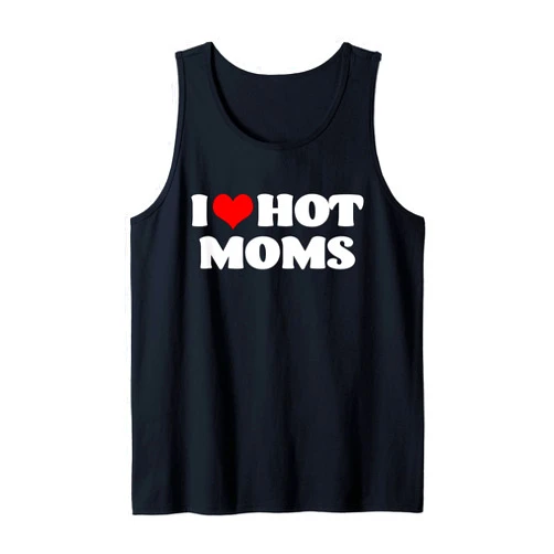InGENIUS I Heart Hot Moms T-Shirts I Love Hot Moms Tshirt Red Heart Hot Mother Tee Shirts Tank Top