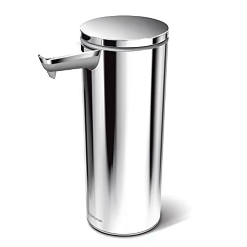 simplehuman 9 oz. Touch-Free Rechargeable Sensor Liquid Soap Pump Dispenser, Polished Stainless Steel