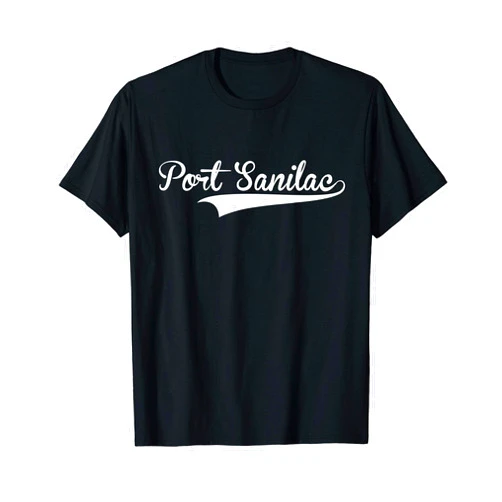Baseball Softball Clothing PORT SANILAC Baseball Vintage Retro Font T-Shirt