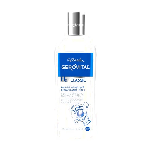 GEROVITAL CLASSIC Moisturizing Facial Cleanser with Hyaluronic Acid, Juvinity™, and Vitamin E, for Facial Makeup and Eye Makeup Removal, Skin Hydration, 200ml