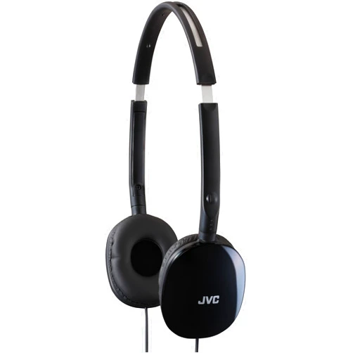 JVC Black Flat and Foldable Colorful Flats On Ear Headphone with 3.94 foot Gold Plated Phone Slim Plug HAS160B
