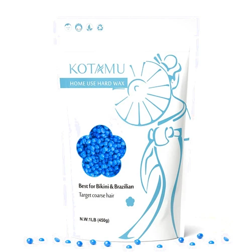 KOTAMU Wax Beads 1lb Waxing Beads for Sensitive Skin Blue Hard Wax for Women Men Wax Melts for Hair Removal Brazilian Arms Armpit Back Body Bikini Wax at Home Salon (Coarse Hair Formula)