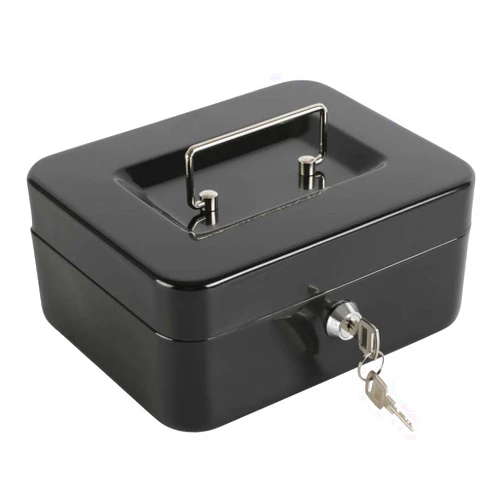 xydled Locking Steel Medium Cash Box with Removable Coin Tray and Key Lock,7.87