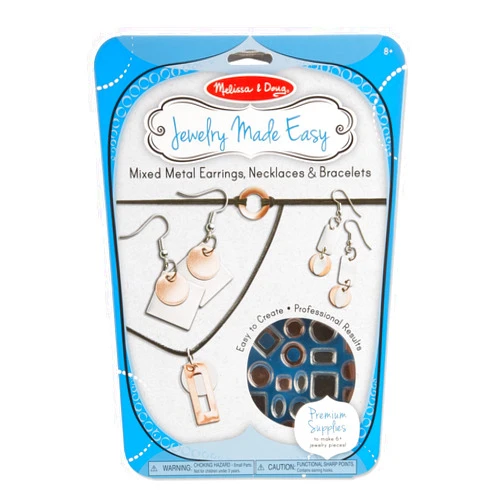 Melissa & Doug Jewelry Made Easy Mixed Metal Earrings, Necklaces, and Bracelets - Jewelry-Making Set