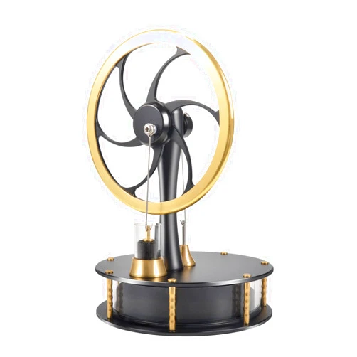 STPCTOU Low Temperature Stirling Engine Educational Toy with Precision Brass Aluminum Parts,Efficient and Quiet Heat-Driven Desktop Stirling Engine Model for Physics and Science Enthusiasts-HZZ92 Pro Black