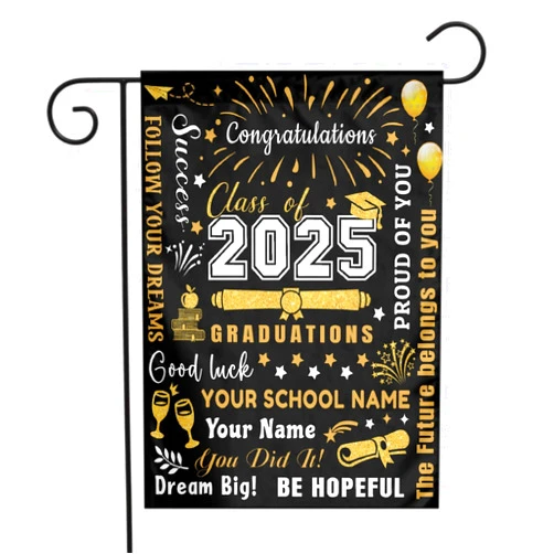 Sunfey Personalized Graduation Yard Sign, Custom Graduation Garden Flag, Customized Class of 2025 Yard Sign, 2025 Graduate Banner, Congrats Grad Graduation Decorations,12