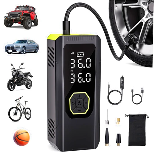 OUSHASAA Tire Inflator Portable Air Compressor, 144PSI Air Pump for Car Tires-Dual Mode Inflation, Tire Pump with Pressure Gauge for Car, Motorcycle, Bike, Balls