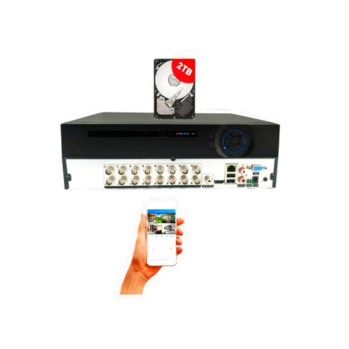 EVERTECH 16 Channel DVR 2X HDD CAPACITY 4in1 AHD/CVI/TVI Analog High Definition H265 Security Camera Digital Video Recorder w/ 2TB Hard Drive for recording and remote monitoring