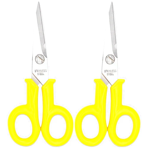 CATXNY Electricians Scissors Fiber Optic Kevlar Scissors, 5.5 inch, 3mm Thick 2Cr13 Stainless Steel, Heavy-Duty Cable Cutters for Technicians, Electricians, Installers, Yellow (2)