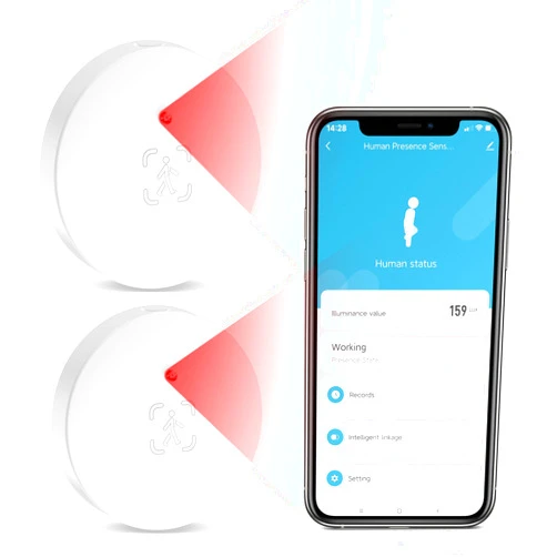 eMylo WiFi Motion Detector 2 Pack, Smart Wireless Human Presence Sensor, Indoor Mmwave Radar Detection Sensor with App Alert, Compatible with TUYA/Smart Life(2.4 GHz Wi-Fi Required)