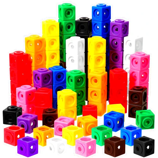 Jenaai 100 Pcs Linking Cubes Plastic Math Cubes Manipulative Counting Blocks STEM Snap Blocks Connecting and Counting for Early Math and Construction, Homeschool Preschool Supplies(Cute)