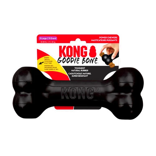 KONG - Extreme Goodie Bone Most Durable Natural Rubber Dog Bone for Power Chewers - Black - for Extra Large Dogs
