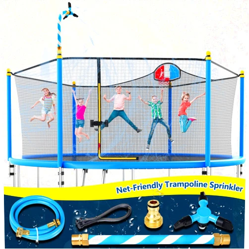 Vantic Trampoline Sprinkler, Net Friendly Water Sprinkler for Kids, 360° Rotating Trampoline, 5 Minutes Quick Setup Accessories 10-16ft Trampoline,Blue