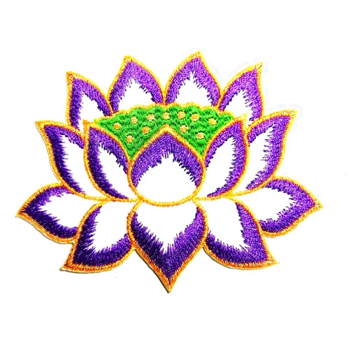 Lotus flower Purple Lotus Applique Cute Lotus Applique Clothing Embroidery Patch Sticker Iron Sew Cloth DIY MEGADEE (Lotus 006)