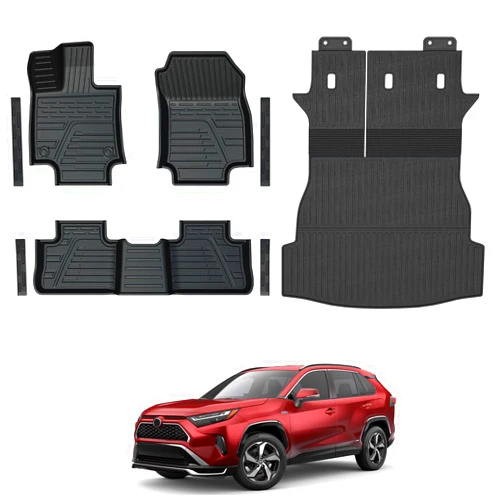 GALVAGNITE Floor Mats for Toyota RAV4 2019-2025, All Weather Floor Mats Trunk Cargo Liner with Backrest Protectors and Door Sill Guards Accessories, Full Coverage Set