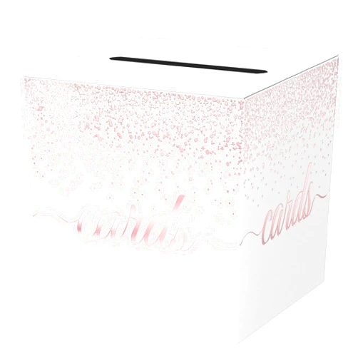 WNINK White Card Box with Rose Foil Design, Cards Receiving Box For Birthday, Wedding, Bridal or Baby Shower, Graduation, Anniversaries,Engagement Party Decorations Supplies