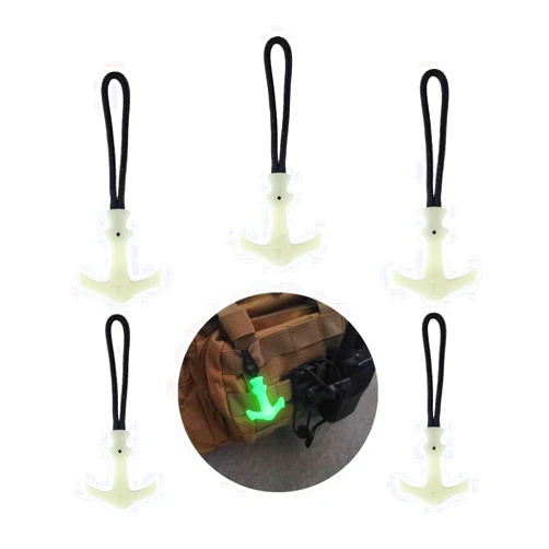 Selxran 5 PCS Luminous Zipper Pulls Chunky Zipper Extender Heavy Duty Zipper Puller T-Shaped Paracord Zipper Pull Replacement for Luggage,Backpacks,Jackets,Purses,Handbags