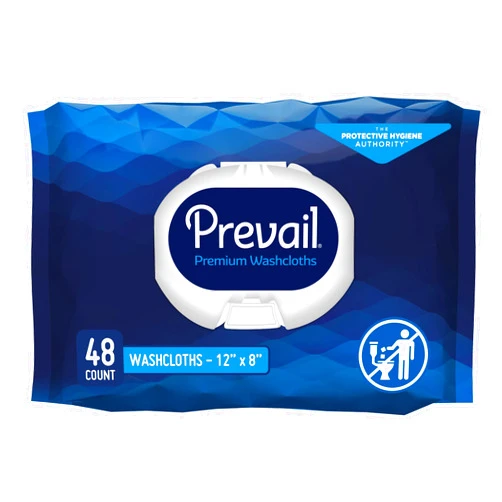 Prevail Soft Pack Adult Washcloths, Unisex Adult Incontinence Disposable Wipes for Men & Women, WW-715, 12