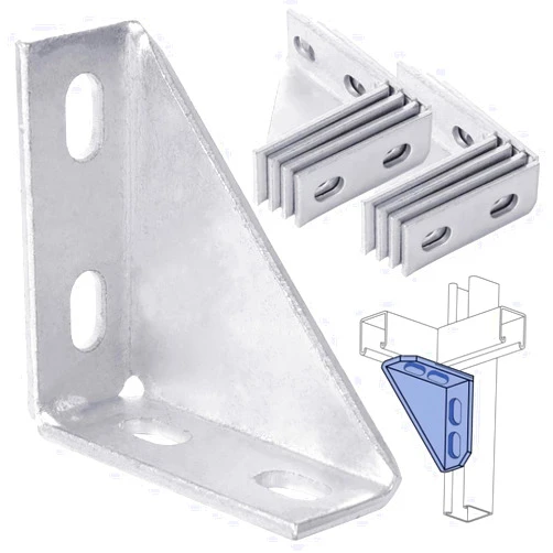 yeesport 90 Degree Gusseted Fittings, Carbon Steel Q235 4 Hole Right Angle Connector Brackets for 1-5/8