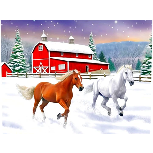 SKRYUIE 5D Christmas in July Diamond Art Painting Kit - DIY Diamond Art Snow Horse, Full Round Drill - Crystal Embroidery Cross Stitch - Adult Craft for Wall & Office Decor - 30x40cm