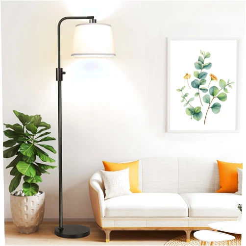 Nintiue 【Upgraded】 Dimmable Floor Lamp, 1000 Lumens LED Edison Bulb Included, Arc Floor Lamps for Living Room Modern Standing Lamp with Linen Shade, Tall Lamp for Bedroom Office Dining Room- Black