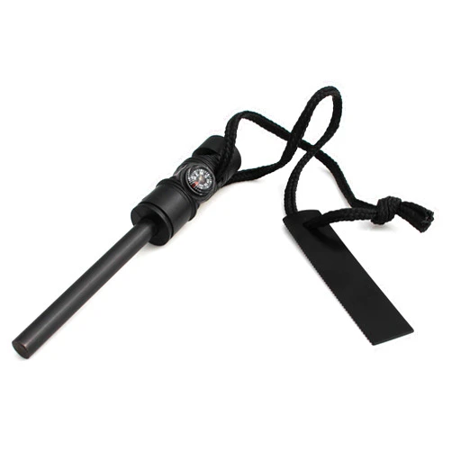 TopVives Survival Fire Starter Tool for Camping or Emergency Kit - Magnesium Firesteel with Compass and Whistle