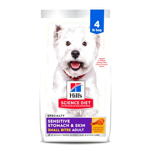 Hill's Science Diet Sensitive Stomach & Skin, Adult 1-6, Stomach & Skin Sensitivity Support, Small Kibble, Dry Dog Food, Chicken Recipe, 4 lb Bag