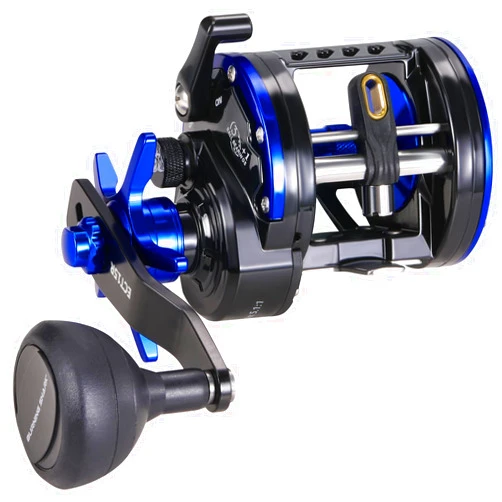 Burning Shark Baitcasting Fishing Reel, Smooth Powerful Round Baitcaster Reel, Saltwater Inshore Surf Trolling Reel, Conventional Reel for Catfish, Musky, Bass, Pike