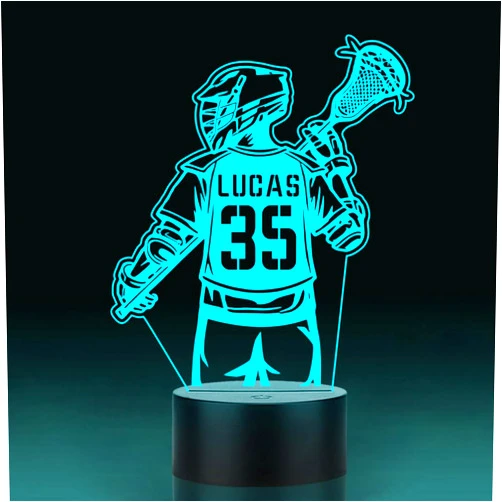 CTMade Personalized Lacrosse Gifts, Custom Name & Jersey Number Night Light for Team, Coach, Player, Table Lamp for Lacrosse Lover's Birthday, Christmas