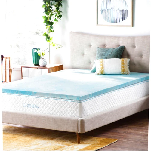 LINENSPA 2 Inch Gel Swirl Memory Foam Mattress Topper – Cooling Gel Infused – Pressure Relieving – CertiPUR Certified - Queen
