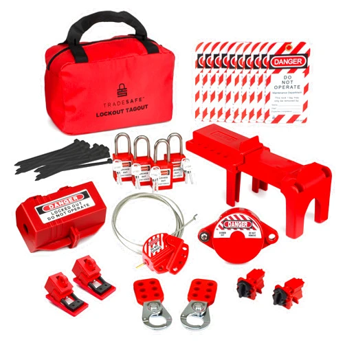 TRADESAFE Professional Lockout Tagout Kit - Loto Locks, Gate Valve Lock, Ball Valve Lockout, Circuit Breaker Locks, Hasps, Plug Lock, Cable Lockout, Tag Out Tags and Ties Set (2 Keys Per Lock)