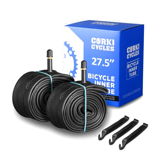 Corki Cycles 27.5 Mountain Bike Tube 27.5 x 1.75 1.9 1.95 2.0 2.1 2.125 2.2 2.25 2.3 2.35 2.4 Presta/Schrader Valve, Butyl Rubber 650B Bike Inner Tube 2 Pack