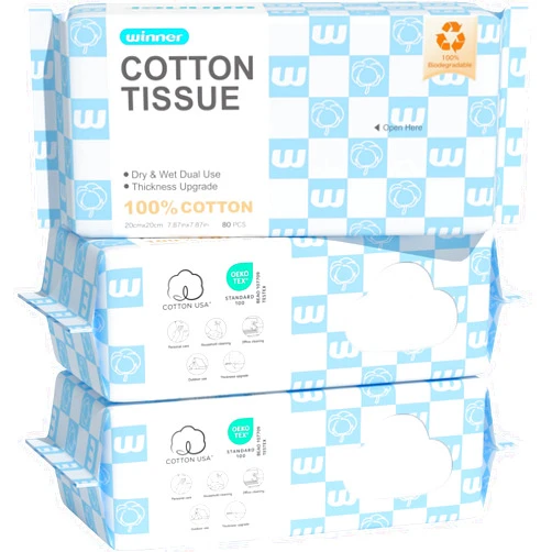 Winner Soft Face Towels, Upgraded Thicker 100% USA Cotton Dry Wipes, Unscented and Gentle on Sensitive Skin, Disposable Makeup Remover and Facial Towelettes (240 Count, Pack of 3)