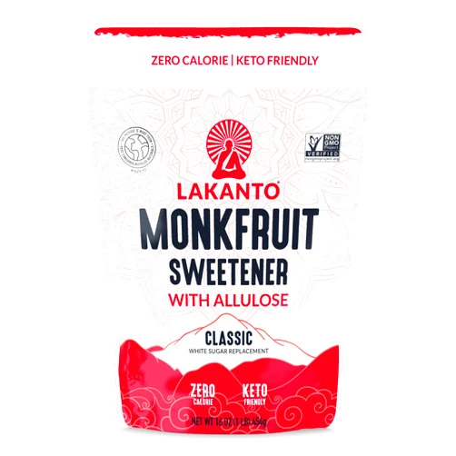 Lakanto Classic Monk Fruit Sweetener with Allulose - White Sugar Substitute, Erythritol Free, Gluten Free, Vegan, Keto Friendly, Sugar Replacement (Classic White - 1 lb - Pack of 1)