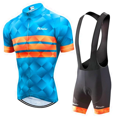 PHTXOLUE Cycling Kits for Men Cycling Jersey Set Uniform Clothes Bike Bicycle Shirt+3D Gel Pad Cushion Bibs Shorts