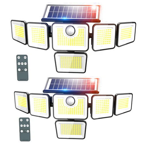 iMaihom Solar Lights for Outside,6 Heads Outdoor Solar Lights,401 LED 3000LM 3 Mode Solar Motion Flood Lights, Brightness Adjustable Solar Powered Security Light IP65 Waterproof for Yard 2 Pack