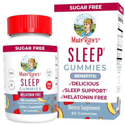 MaryRuth Organics Sleep Gummies | Sugar Free | NO Melatonin | L Theanine, Lemon Balm, Chamomile, Vitamin B6 | Relaxation & Sleep Support for Adult | Vegan | Non-GMO | Gluten Free | 60 Count