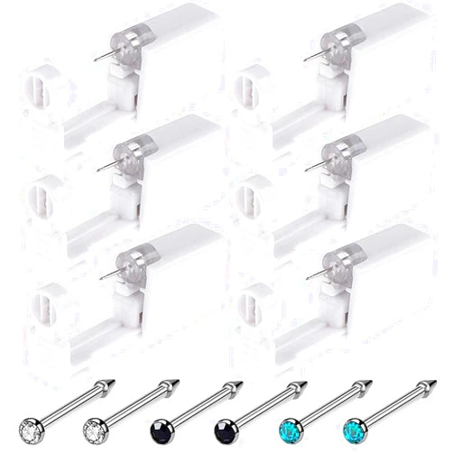Prgislew Nose Piercing Gun - Prgislew 18 Pack Self Nose Piercing Kit Unit Safety Disposable Nose Piercing Gun with Nose Stud Piercing Kit Tool for Cartilage Piercing Gun Piercing Jewelry
