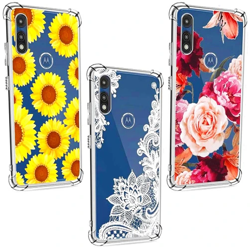 Chenlingy (3 Pack) for Moto E 2020 Case, for Moto XT2052-1 Case for Girls Women Shock-Absorption Crystal Clear Soft TPU Slim Bumper Protective Phone Case Cover for Motorola Moto E(2020), Flower