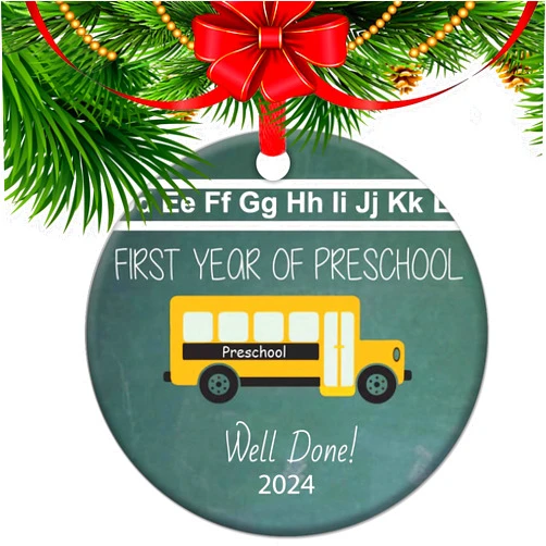 COCAINK First Year of Preschool Christmas Ornament, 2024 Preschool Student Gift Idea, First Year of School Back to School Gifts