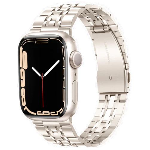 Tasikar Compatible with Apple Watch Band 45mm 44mm 42mm, Men Women Strap Solid Stainless Steel Metal Bracelet Compatible for Apple Watch SE 2 SE Series 9 8 7 6 5 4 3 2, 45/44/42mm Starlight