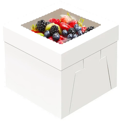 WINKIO 12x12x8 inch Cake Boxes, 4 Pack Cake Boxes with Window, White Cake Boxes, Disposable Bakery Boxes for Cake Cookies Pies Cupcakes Pastry