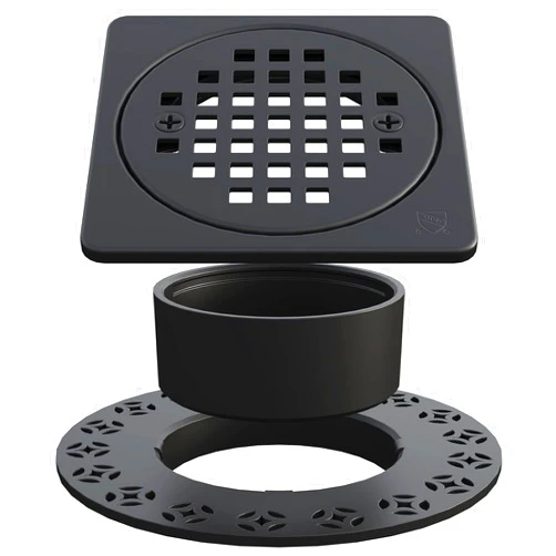 Yaseingoo 4” Drain Grate Kit Replacement - Compatible with Schluter Kerdi-Drain Flange - Removable Shower Floor Drain Kit - SUS 304 Stainless Steel Grate & CUPC Certification - Matte Black