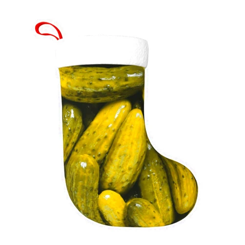 Wreioau Foodie Whole Pickles Pickle Print Christmas Stockings Fireplace Hanging Socks Christmas Decorations Xmas Stockings Holders Ornament for Farmhouse Home Decor,Family Holiday Party Gift